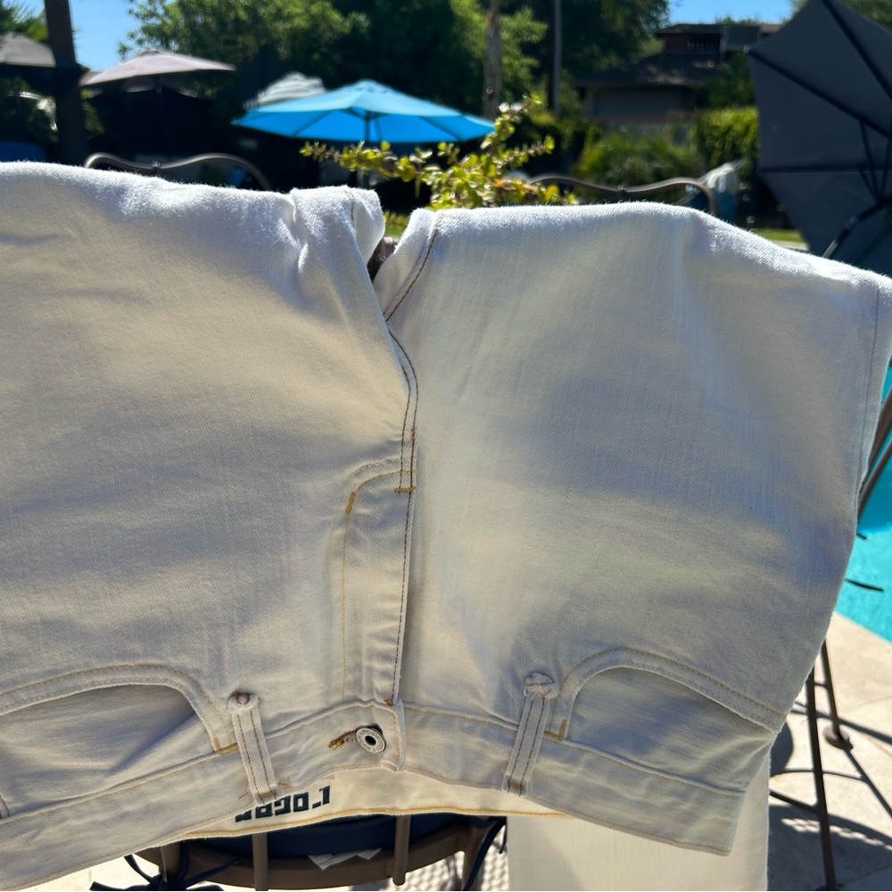 Rogan Men’s White Denim Jeans Size 29 Waist, Gold Stitching Made In Usa View 4